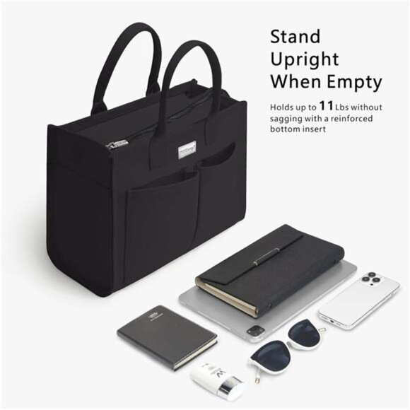 Canvas Tote Bag for Women, Black - Picture 4 of 7